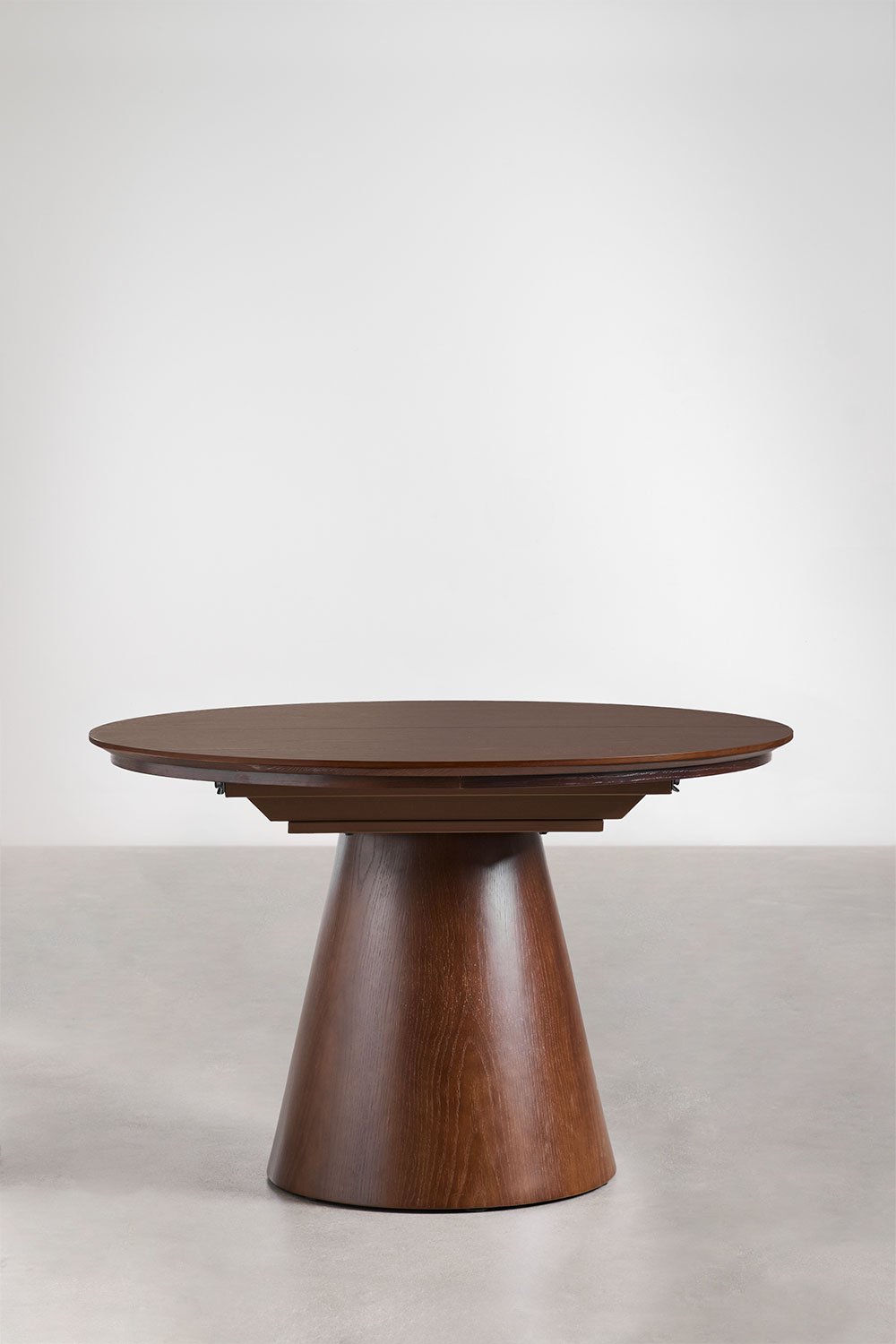 Mesa de jantar redonda 120-160x120 cm extensível em MDF e folheado a carvalho Montana, imagem de galeria 5