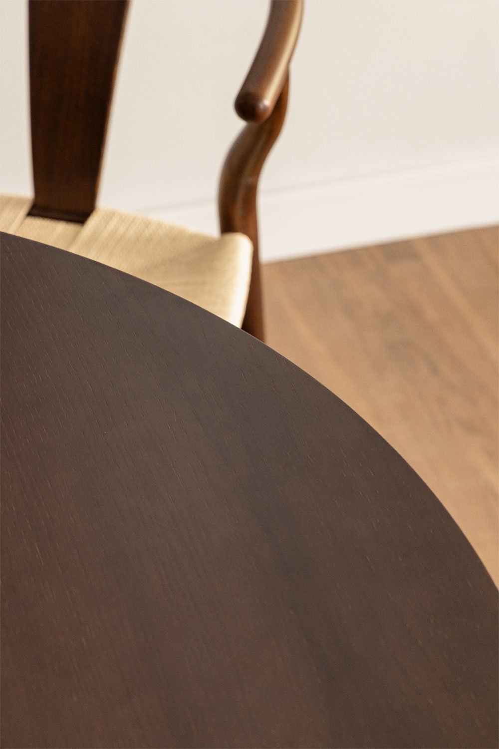 Mesa de jantar redonda 120-160x120 cm extensível em MDF e folheado a carvalho Montana, imagem de galeria 4