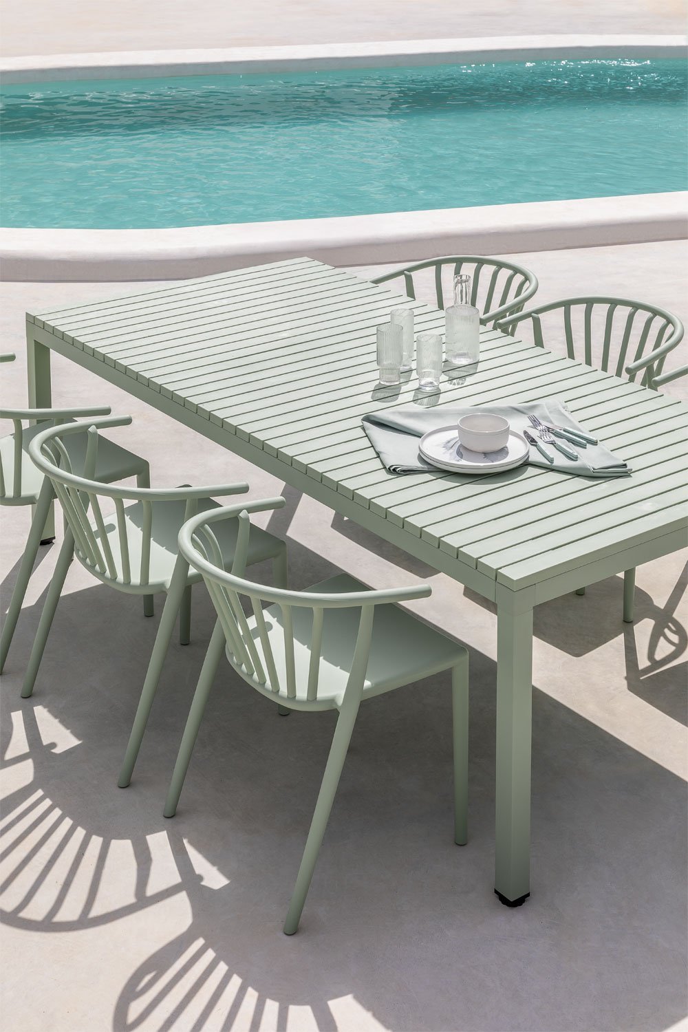 Mesa de jardim retangular 210x100 cm em alumínio Marti, imagem de galeria 1