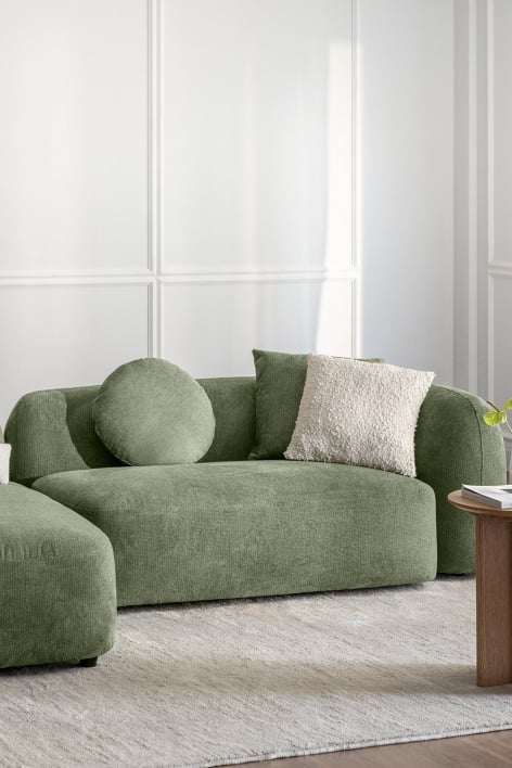 Módulo de canto direito de 2 lugares para sofá modular em chenille Coco