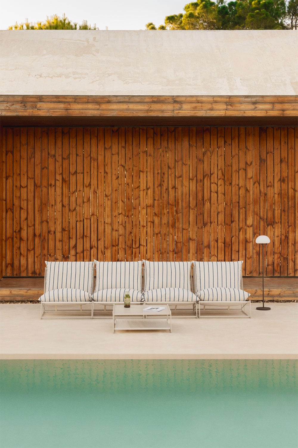 Conjunto de jardim com sofá modular de 4 peças e mesa auxiliar conversível Amaro, imagem de galeria 1