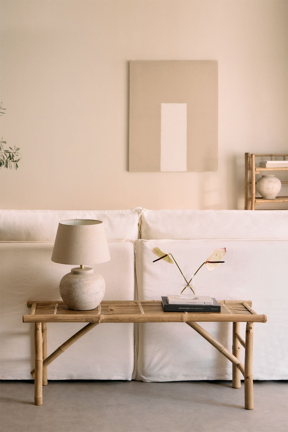 Banco decorativo de bambu Feliu, imagem de galeria 1