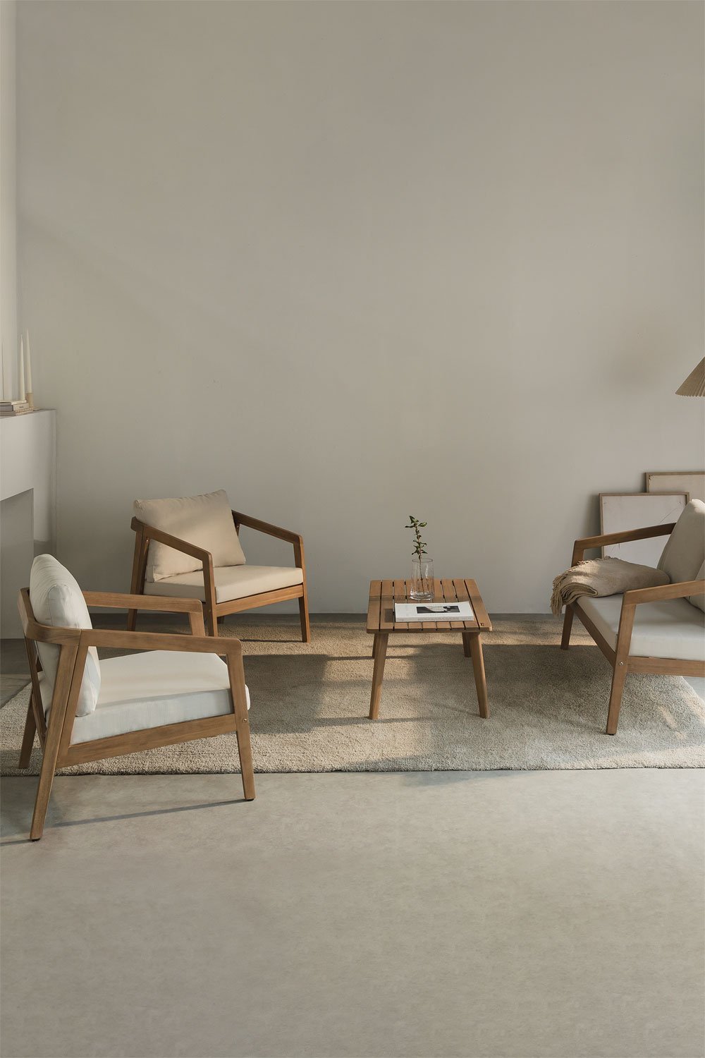 Conjunto de sala de estar em madeira de acácia Kaela, imagem de galeria 1