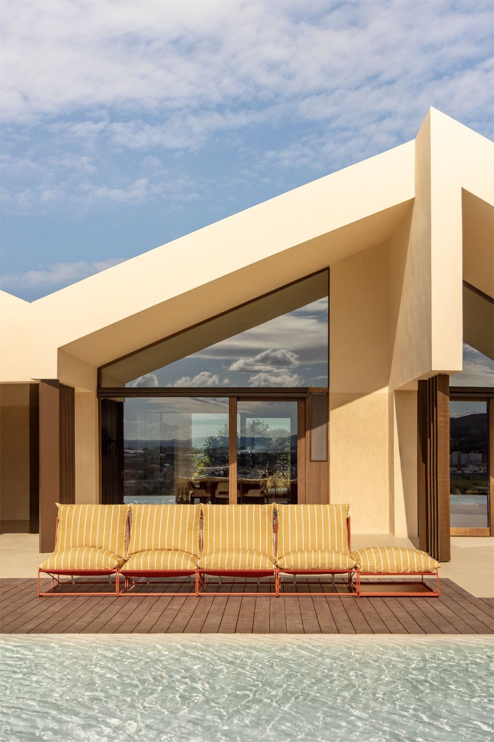 Sofá de jardim modular Amaro de 4 peças e pufe conversível, imagem de galeria 1