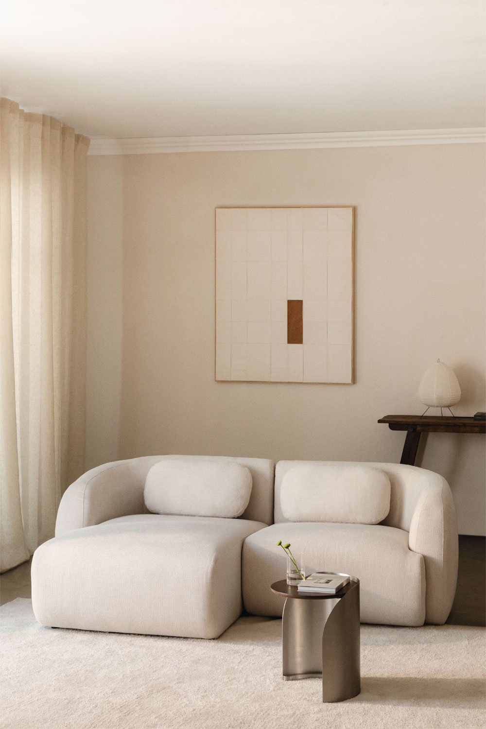 Sofá modular Coquette de 2 peças em chenille com chaise longue à esquerda, imagem de galeria 1