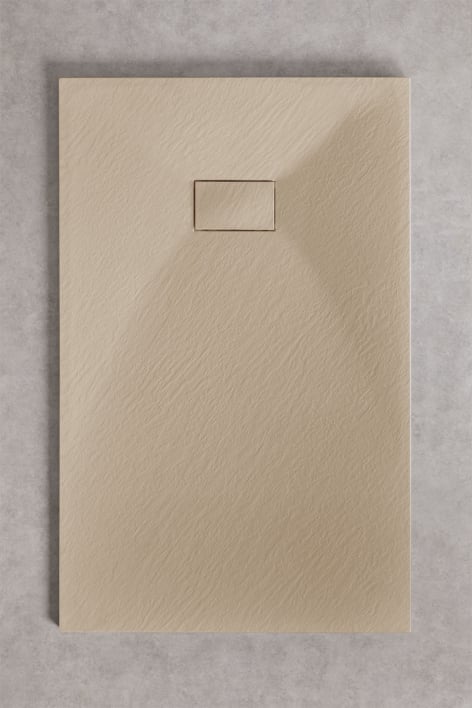 Base de duche em resina SMC retangular antiderrapante e extraplana 140x90 cm Castanho Areia Claro Soho