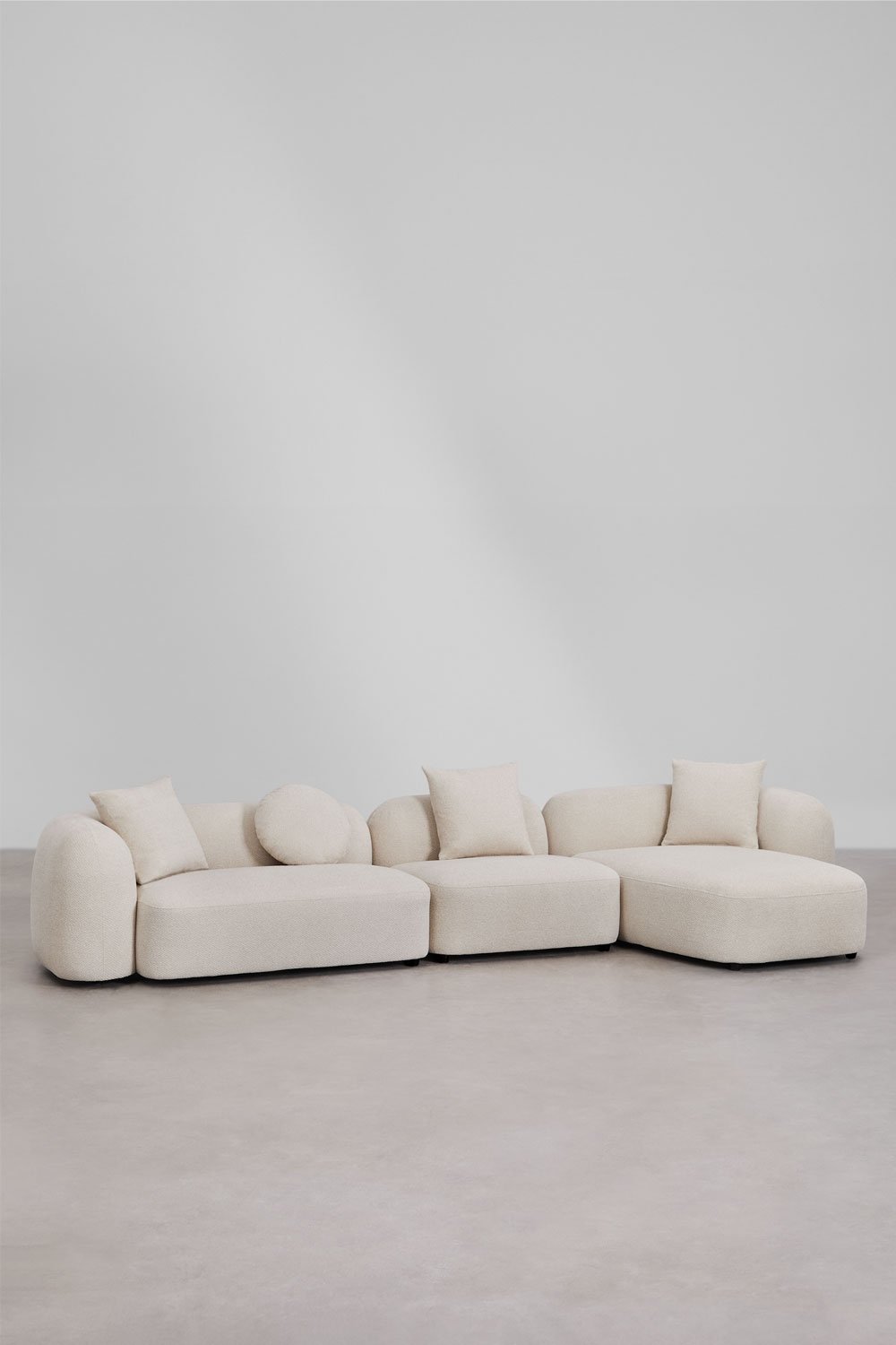 Sofá modular chaise longue direito de 3 peças em chenille Coco, imagem de galeria 1