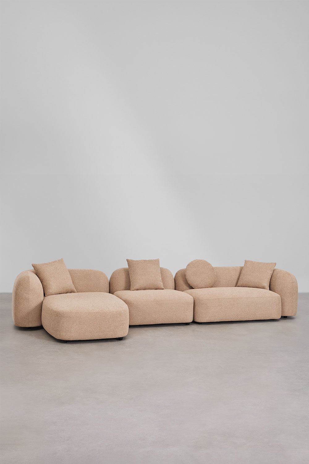 Sofá chaise longue esquerdo modular de 3 peças em chenille Coco, imagem de galeria 1