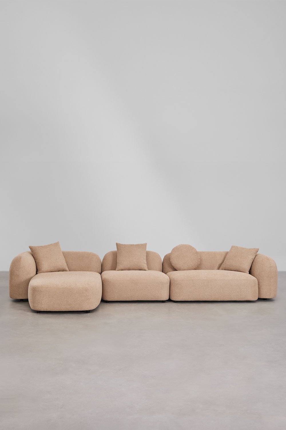 Sofá chaise longue esquerdo modular de 3 peças em chenille Coco, imagem de galeria 3