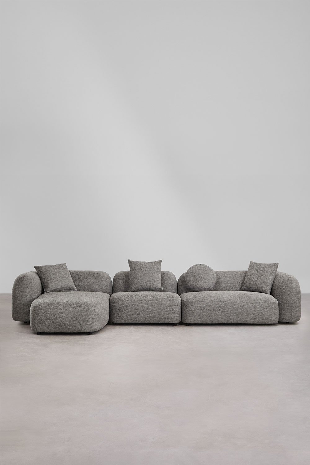 Sofá chaise longue esquerdo modular de 3 peças em chenille Coco, imagem de galeria 4