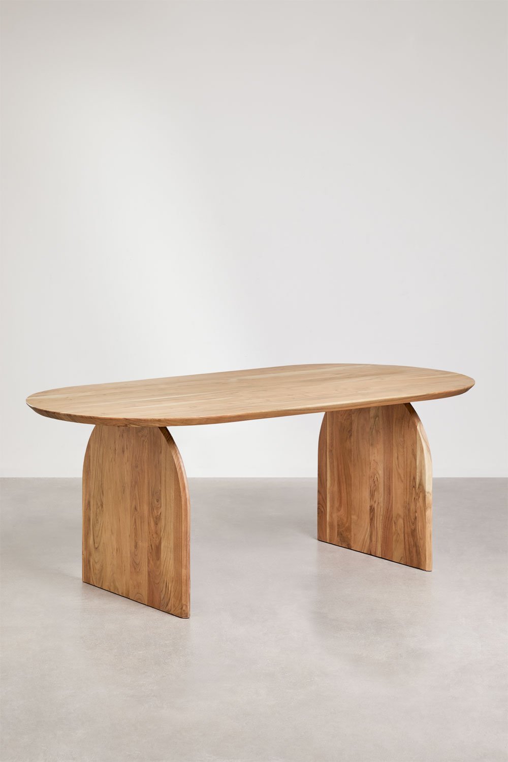 Mesa de jantar oval em madeira de acácia (200x100 cm) Bedum, imagem de galeria 1