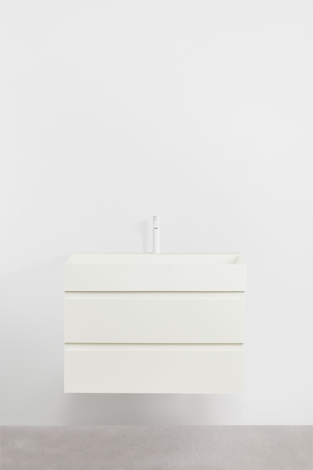 Conjunto de móvel de casa de banho em madeira e chapa de freixo com lavatório integrado Ona, imagem de galeria 2