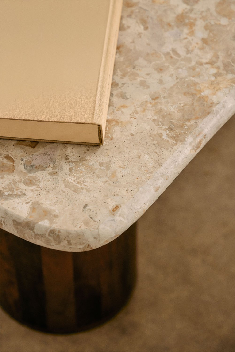Mesa de cabeceira quadrada 40x40 cm em mármore e madeira de manga Merieines, imagem de galeria 2
