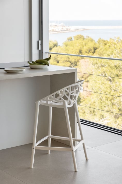 Banco alto 65 cm em polipropileno branco gardenia Ores - Gardénia Branco