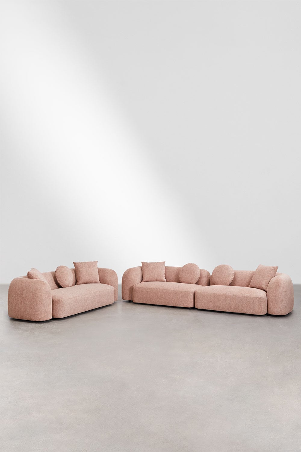 Conjunto de sala de estar com sofá modular de 2 peças e sofá de 3 lugares em chenille Coco, imagem de galeria 1