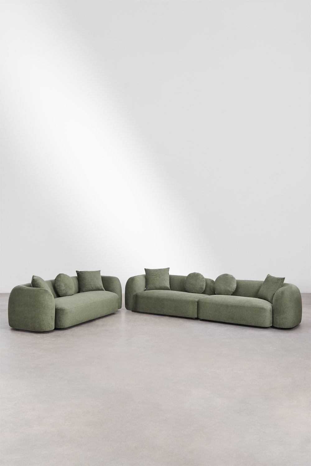 Conjunto de sala de estar com sofá modular de 2 peças e sofá de 3 lugares em chenille Coco, imagem de galeria 3