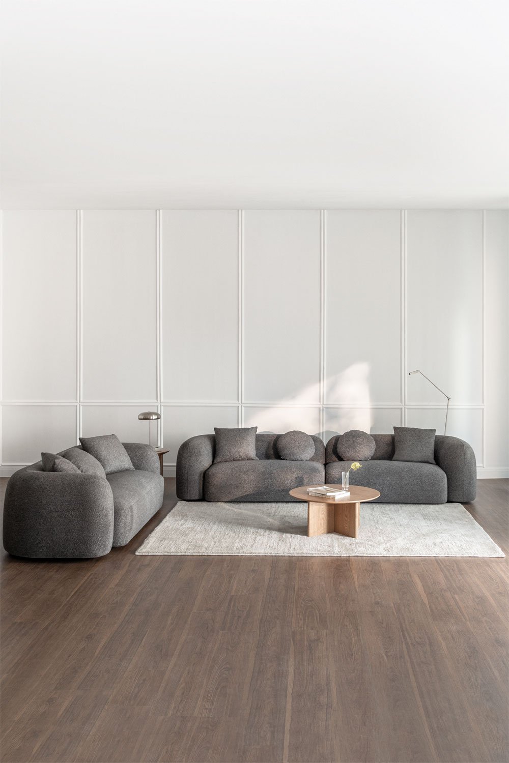 Conjunto de sala de estar com sofá modular de 2 peças e sofá de 3 lugares em chenille Coco, imagem de galeria 13