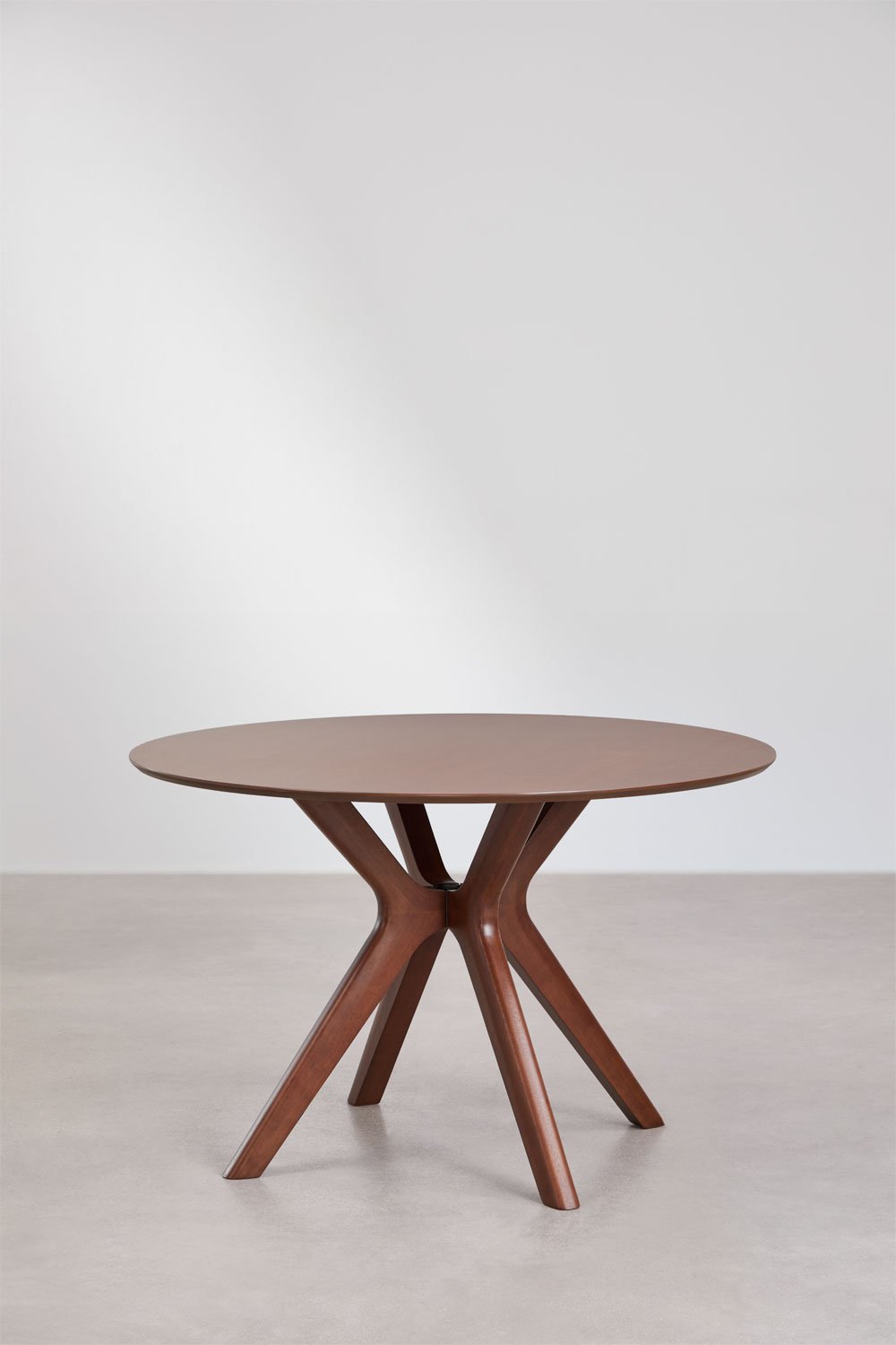 Mesa de jantar redonda Ø120 cm em MDF e folheado de madeira de seringueira Arnaiz, imagem de galeria 3