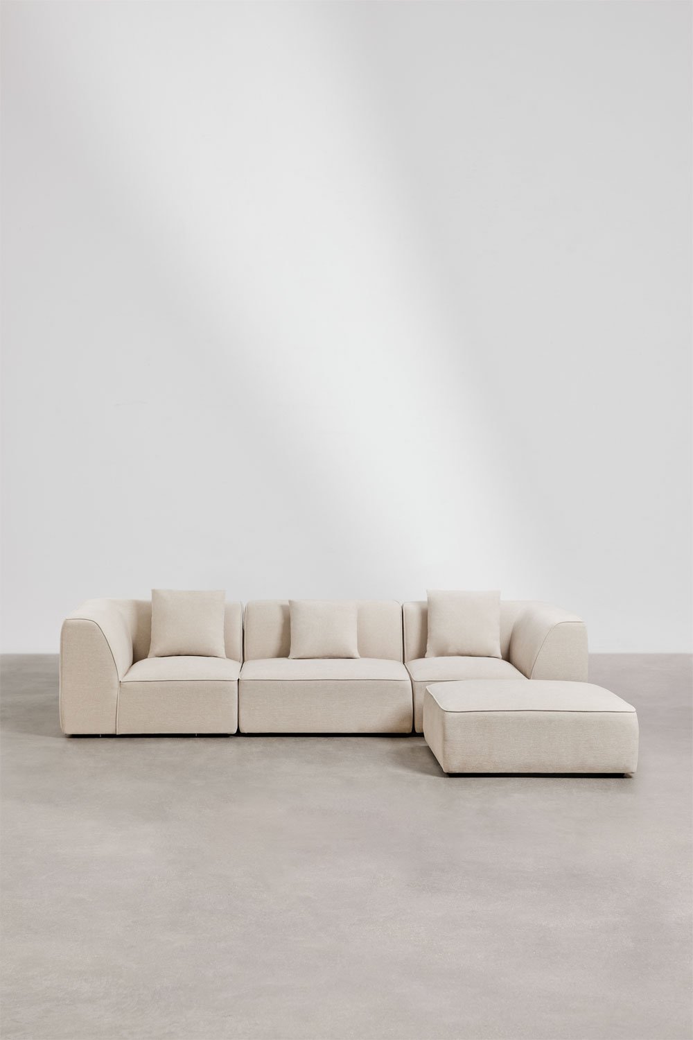 Sofá modular Cardea de 3 peças com pufe estofado, imagem de galeria 5