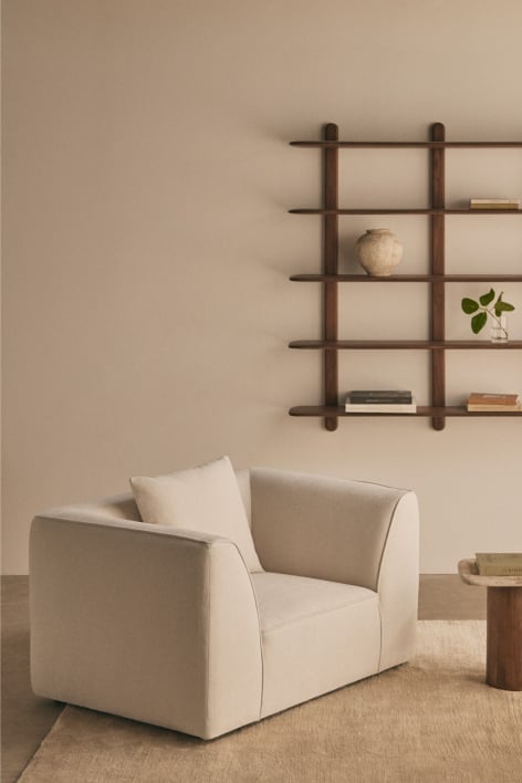 Poltrona estofada Cardea - Chenille Beige Creme