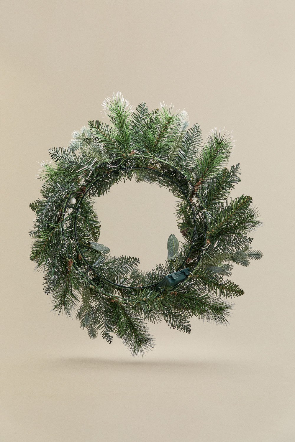 Guirlanda decorativa de Natal Ø60 cm com pinhas e luzes Bhumi, imagem de galeria 6