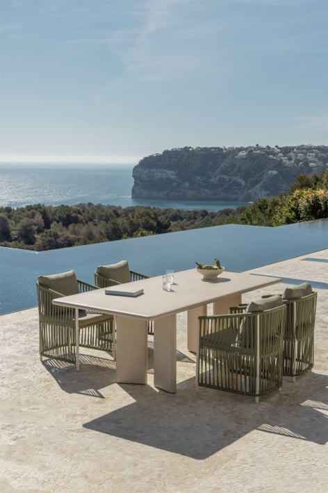 Mesa de jardim retangular 240x100 cm em cimento Chelsea