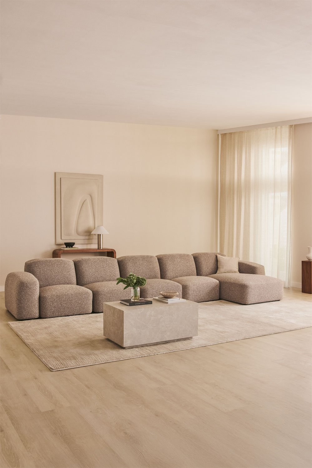 Sofá modular com chaise longue direita Bastian de 5 peças, imagem de galeria 1