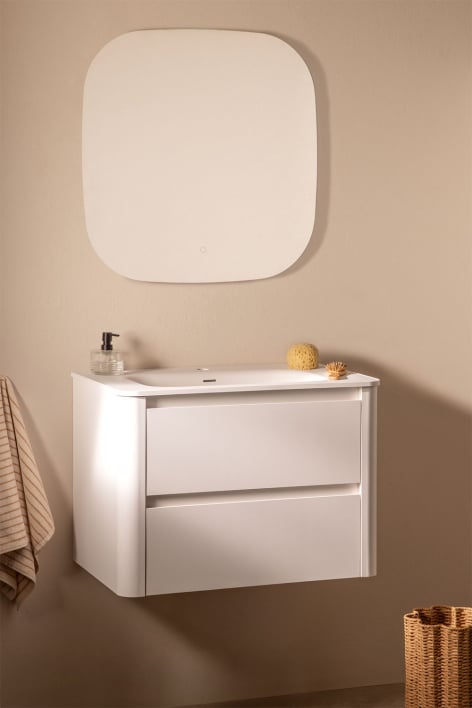Conjunto de móveis de banheiro de madeira Egerton com pia integrada - Branco