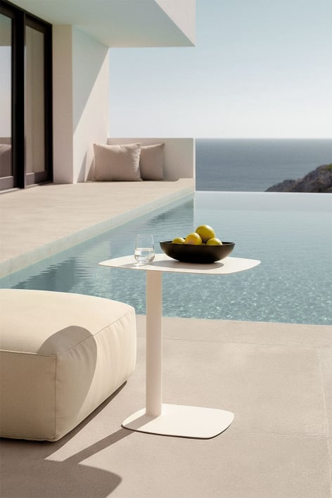 Mesa auxiliar para jardim retangular 40x25 cm em aço inoxidável Odelia