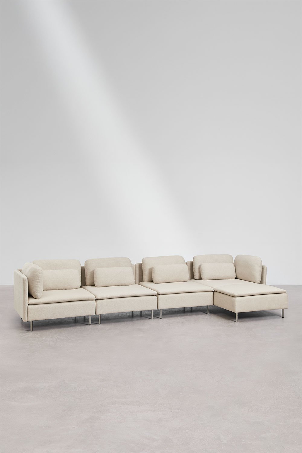 Sofá modular chaise longue direito de 4 peças com módulo de canto Oriol, imagem de galeria 1