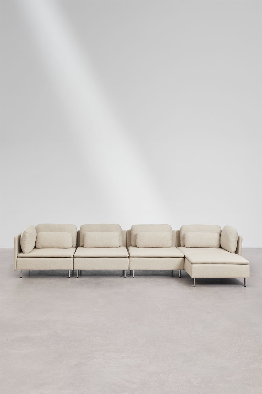 Sofá modular chaise longue direito de 4 peças com módulo de canto Oriol, imagem de galeria 4