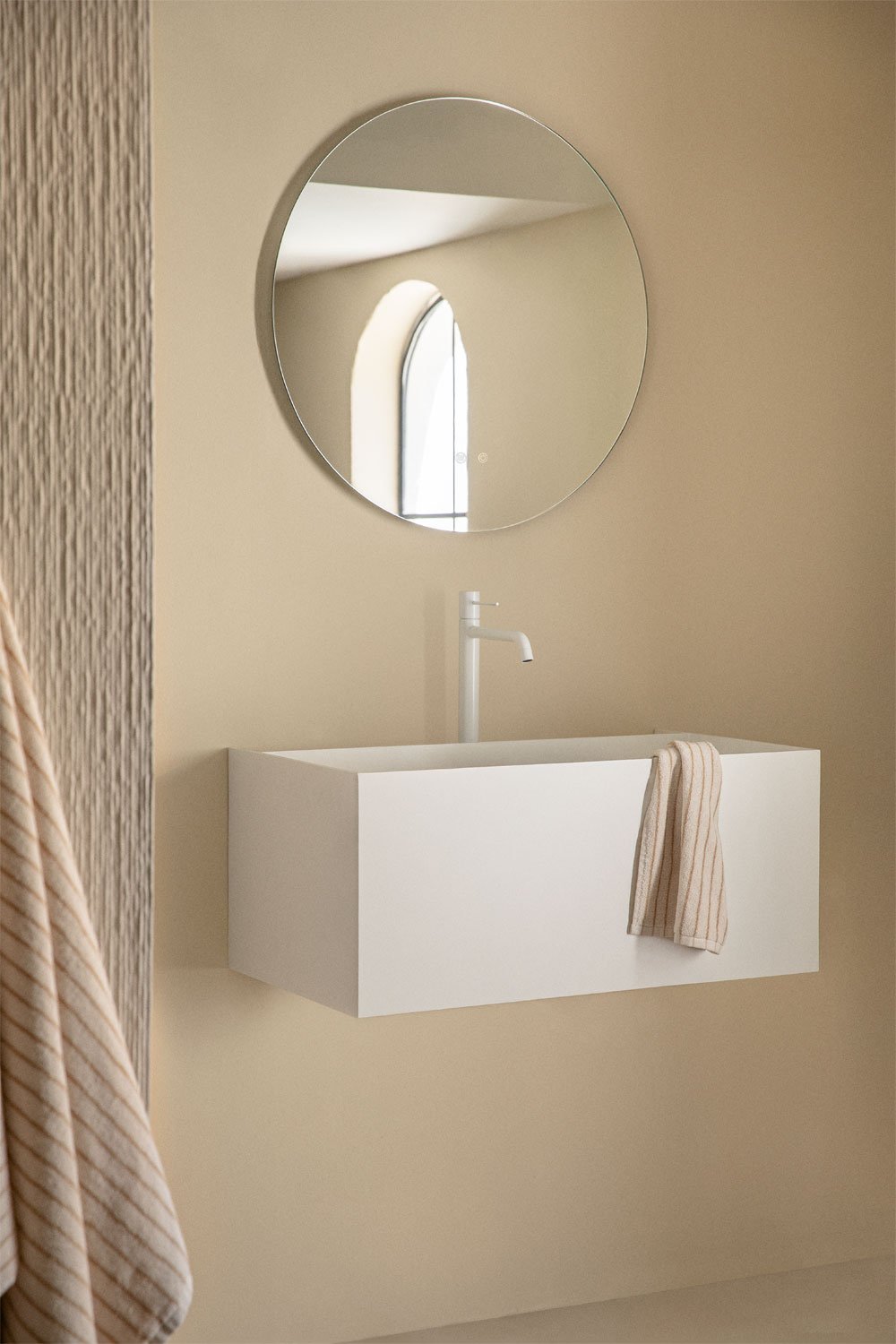 Conjunto de móveis de banheiro de resina com pia integrada e luz LED Nerine, imagem de galeria 1