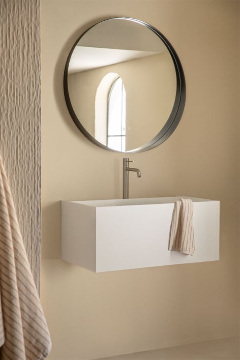 Conjunto de móveis de banheiro de resina com pia integrada e luz LED Nerine