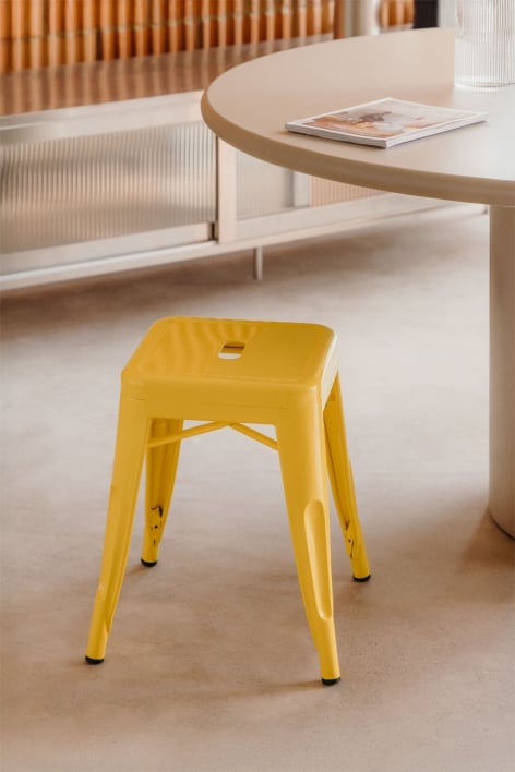 Banco baixo 45 cm em aço amarelo frésia Lix - Amarelo Intenso