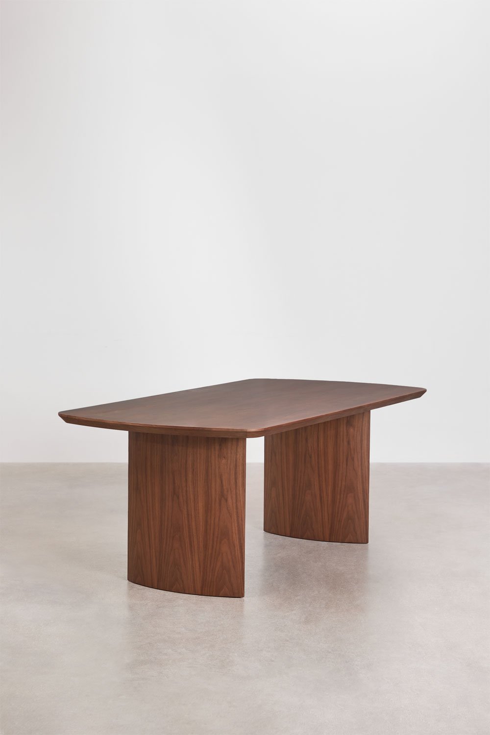 Conjunto de mesa retangular 200x100 cm em MDF Tuareg e 4 cadeiras de jantar em madeira de carvalho e tecido bouclé Bianca, imagem de galeria 4