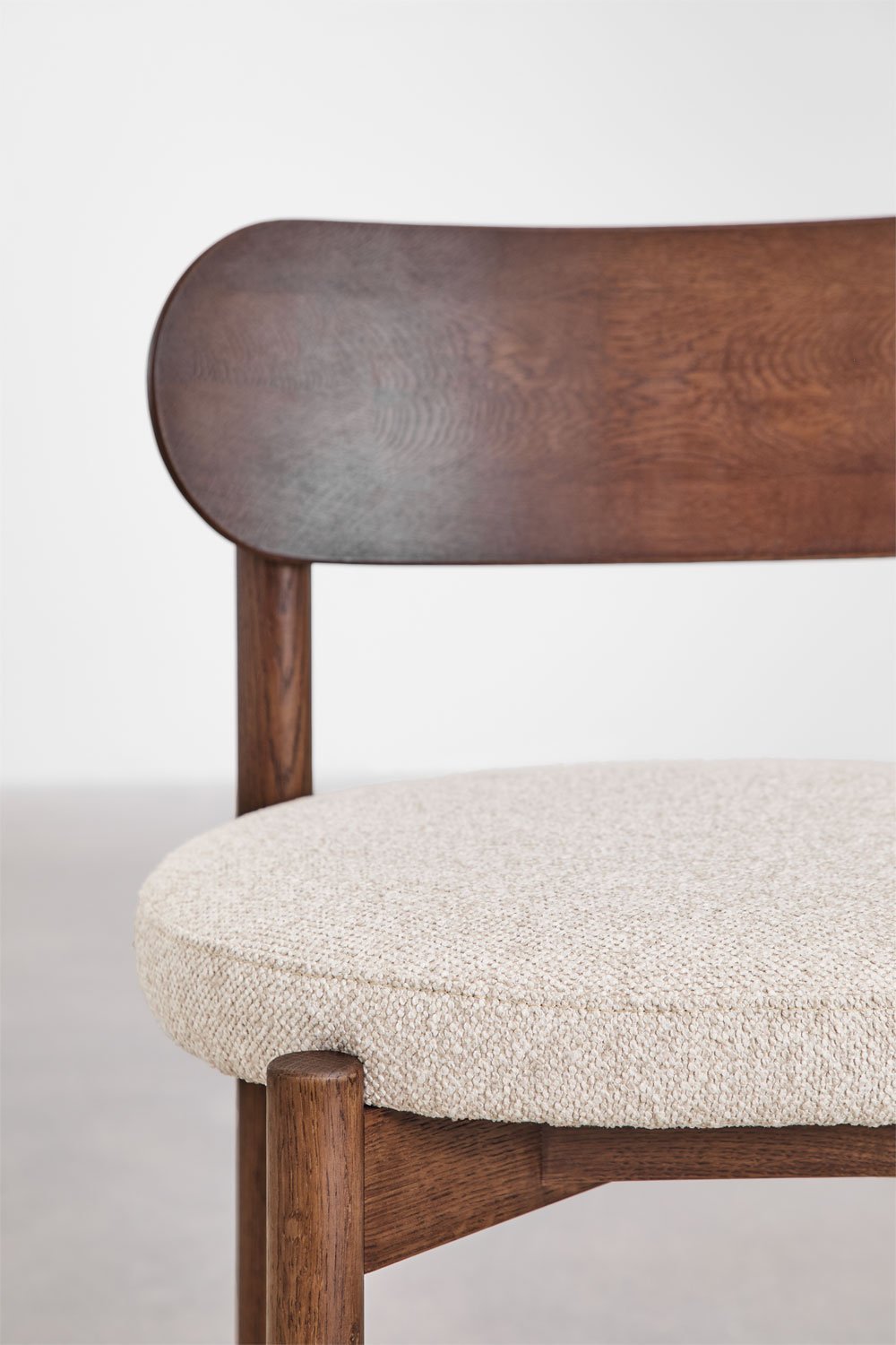 Conjunto de mesa retangular 200x100 cm em MDF Tuareg e 4 cadeiras de jantar em madeira de carvalho e tecido bouclé Bianca, imagem de galeria 9