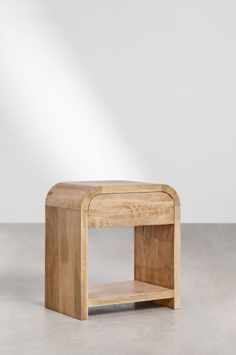 Pacote de 2 mesas de cabeceira 45x30 cm em madeira de manga e MDF Shelby