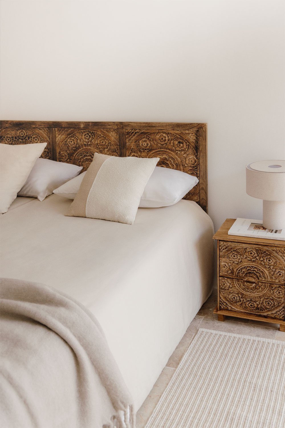 Cabeceira de madeira de mangueira Wiluna para cama de 150 cm  , imagem de galeria 1