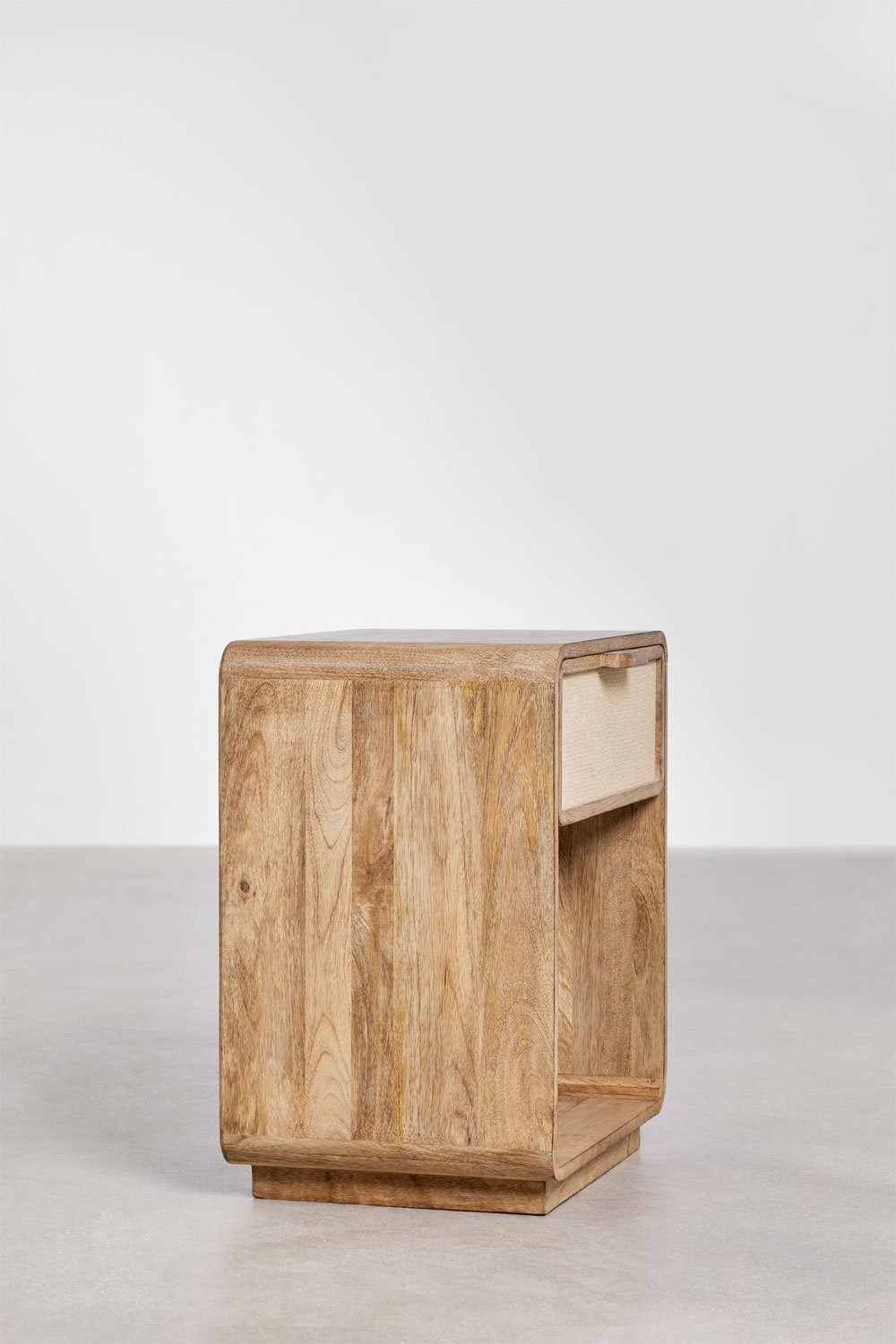 Mesa de cabeceira retangular 40x30 cm em madeira de manga, MDF e juta Abrams, imagem de galeria 2