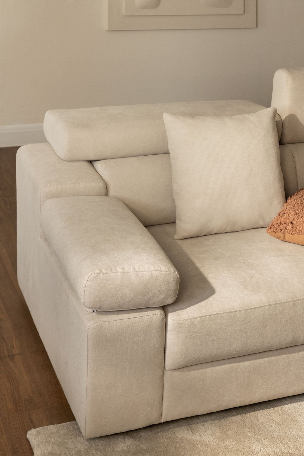 Sofá chaise longue direito de 3 lugares com encosto de cabeça regulável e assentos deslizantes Aramis, imagem de galeria 2