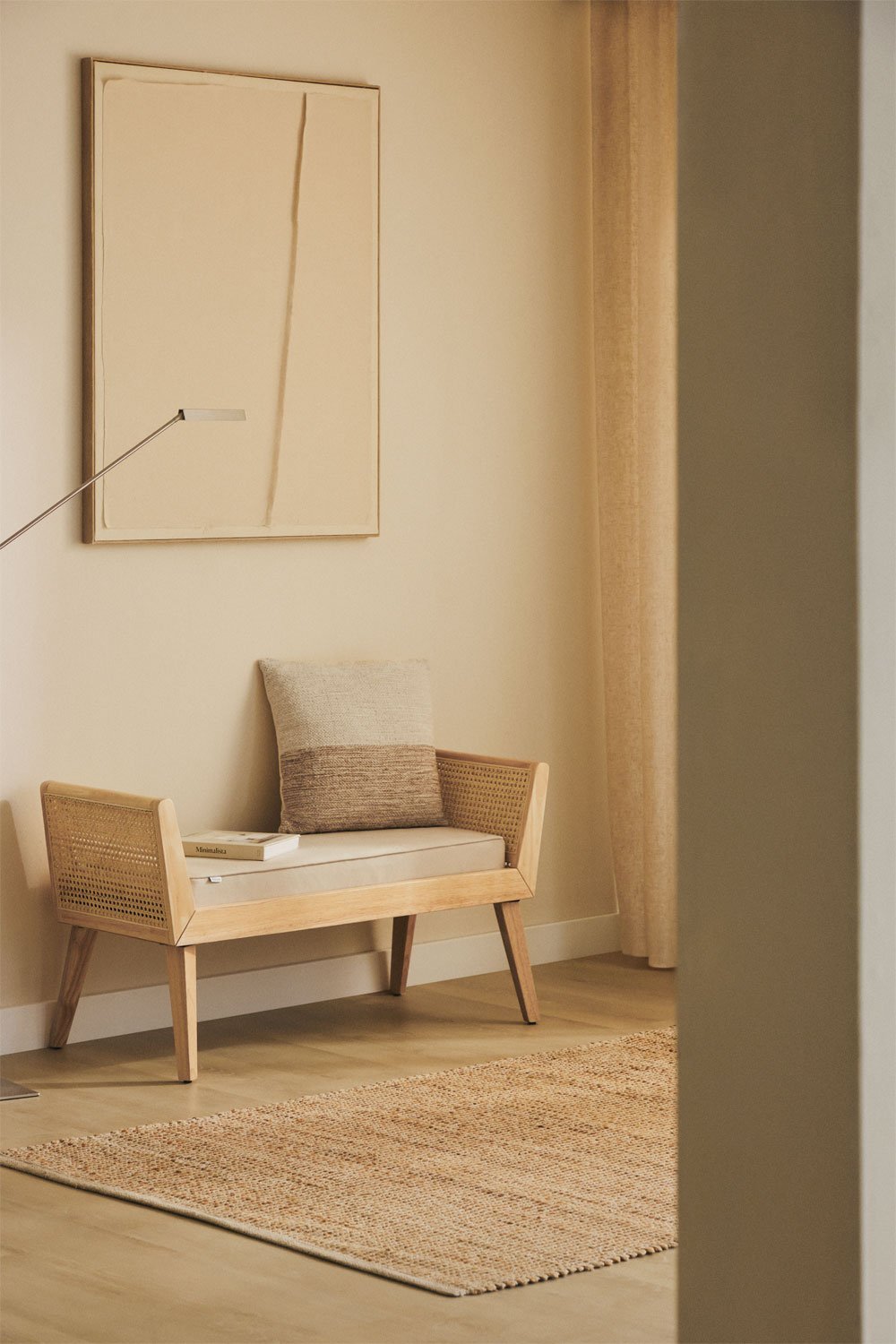 Banco em madeira de borracha e rattan Icon, imagem de galeria 1