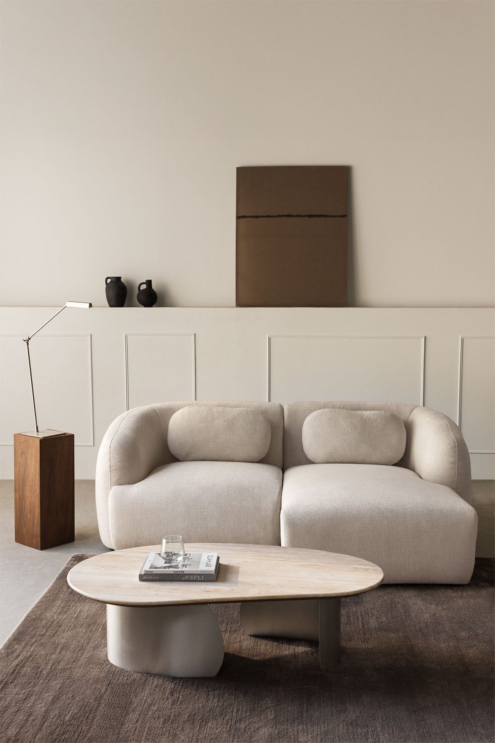 Sofá modular chaise longue direito de 2 peças em chenille Coquette, imagem de galeria 1