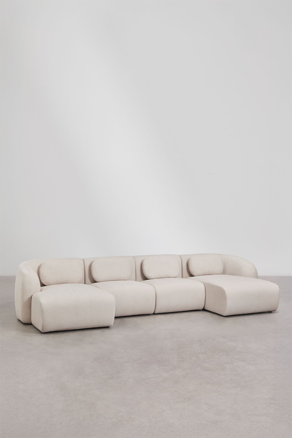 Sofá modular com chaise longue dupla de 4 peças em chenille Coquette, imagem de galeria 3