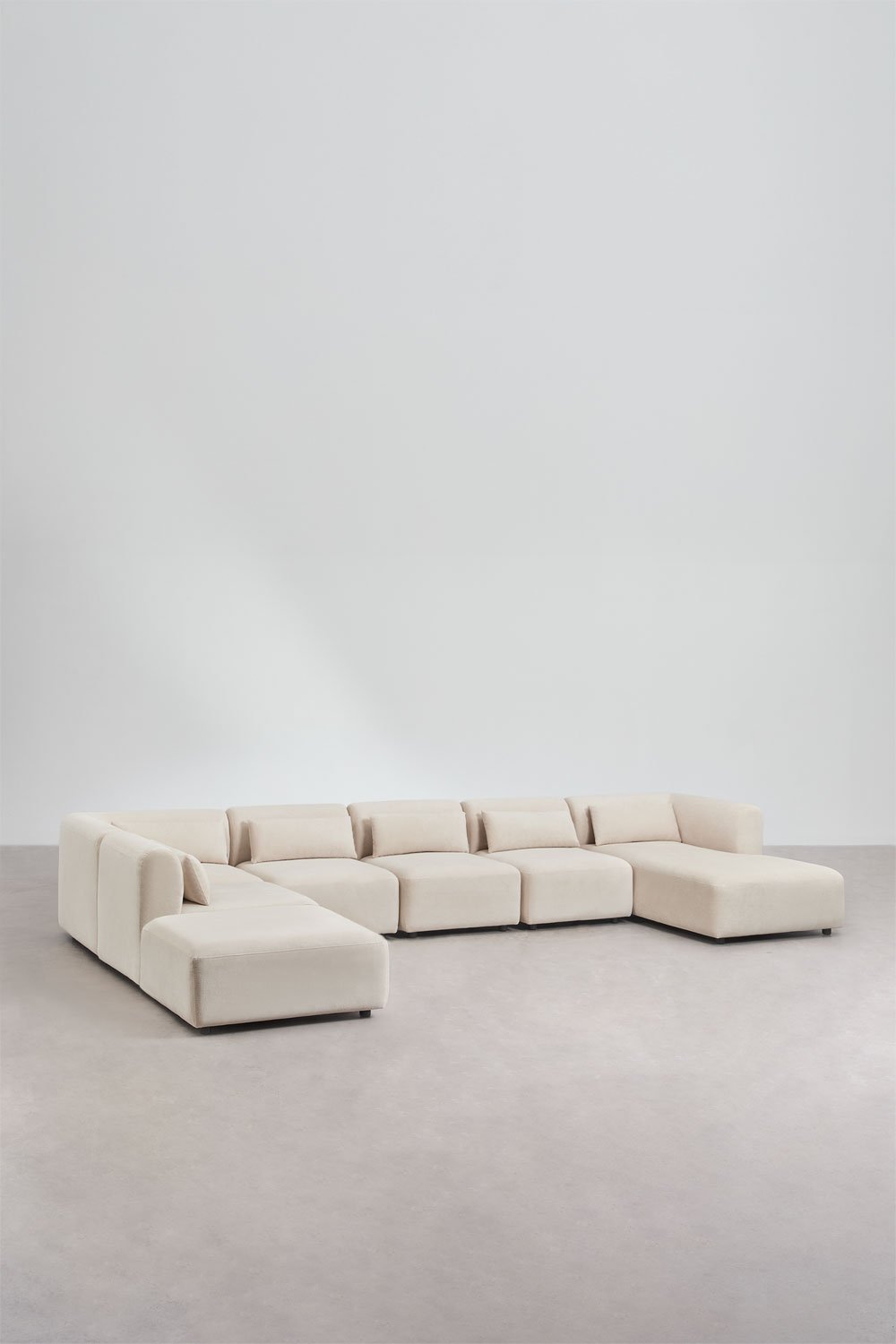 Sofá modular chaise longue direito de 6 peças com puff Fogler, imagem de galeria 1