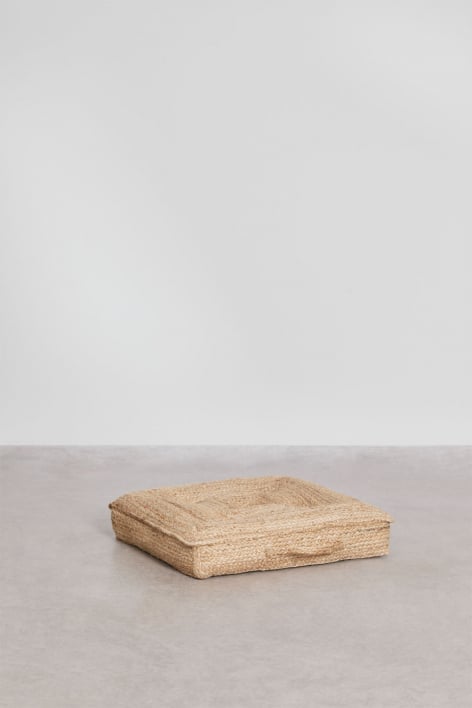 Almofada de chão quadrada para jardim 60x60 cm em juta natural e algodão Serenda
