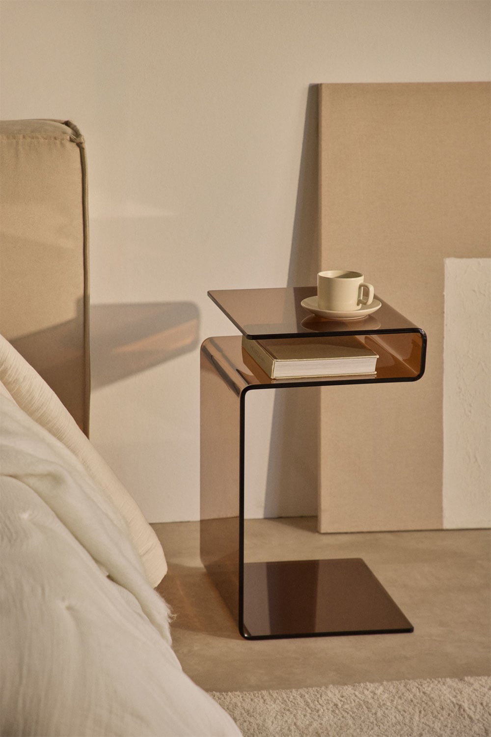 Mesa de cabeceira retangular 40x35 cm em vidro Diora, imagem de galeria 1