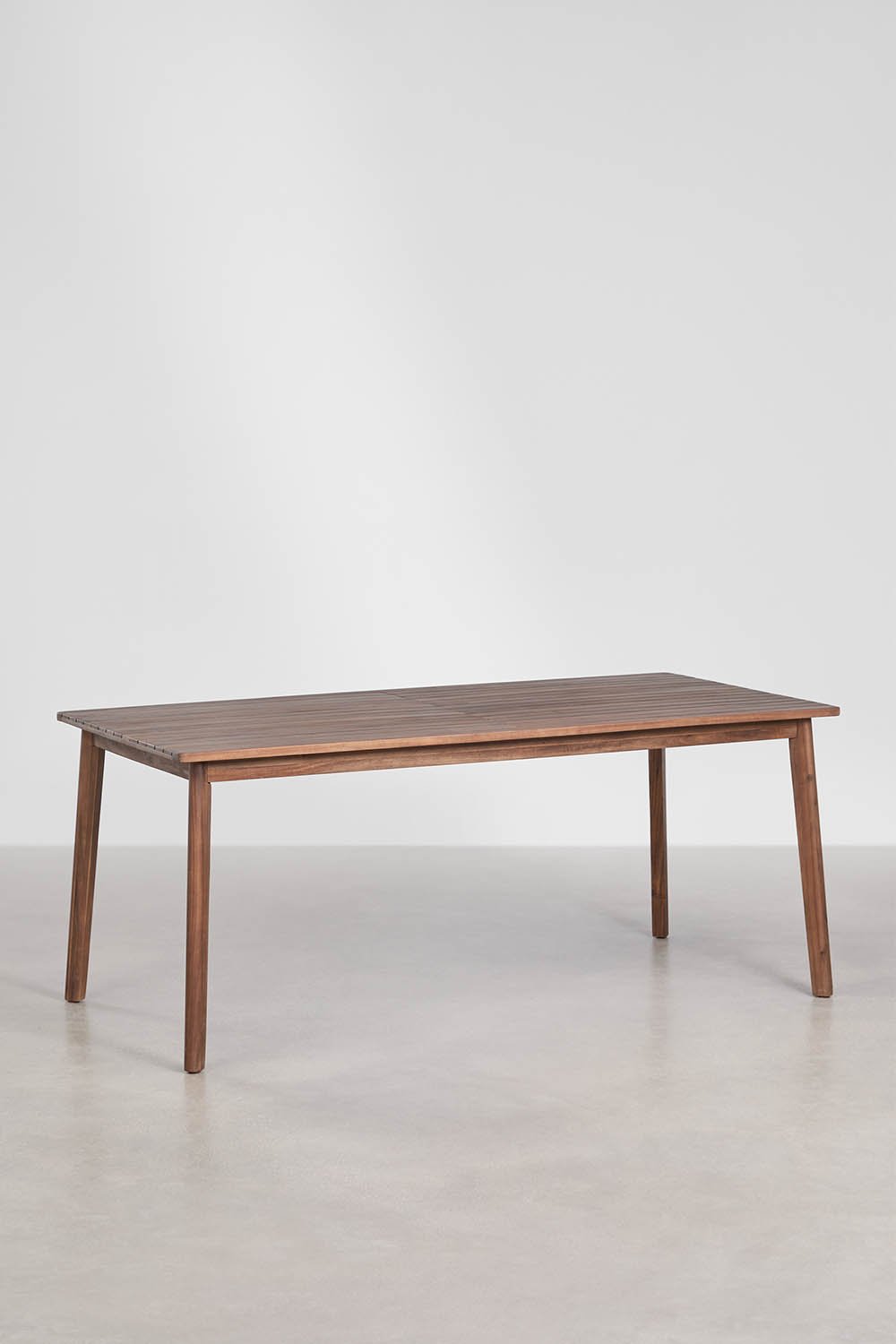 Conjunto de mesa retangular 180x90 cm e 2 bancos de jardim em madeira de acácia Kaela, imagem de galeria 4