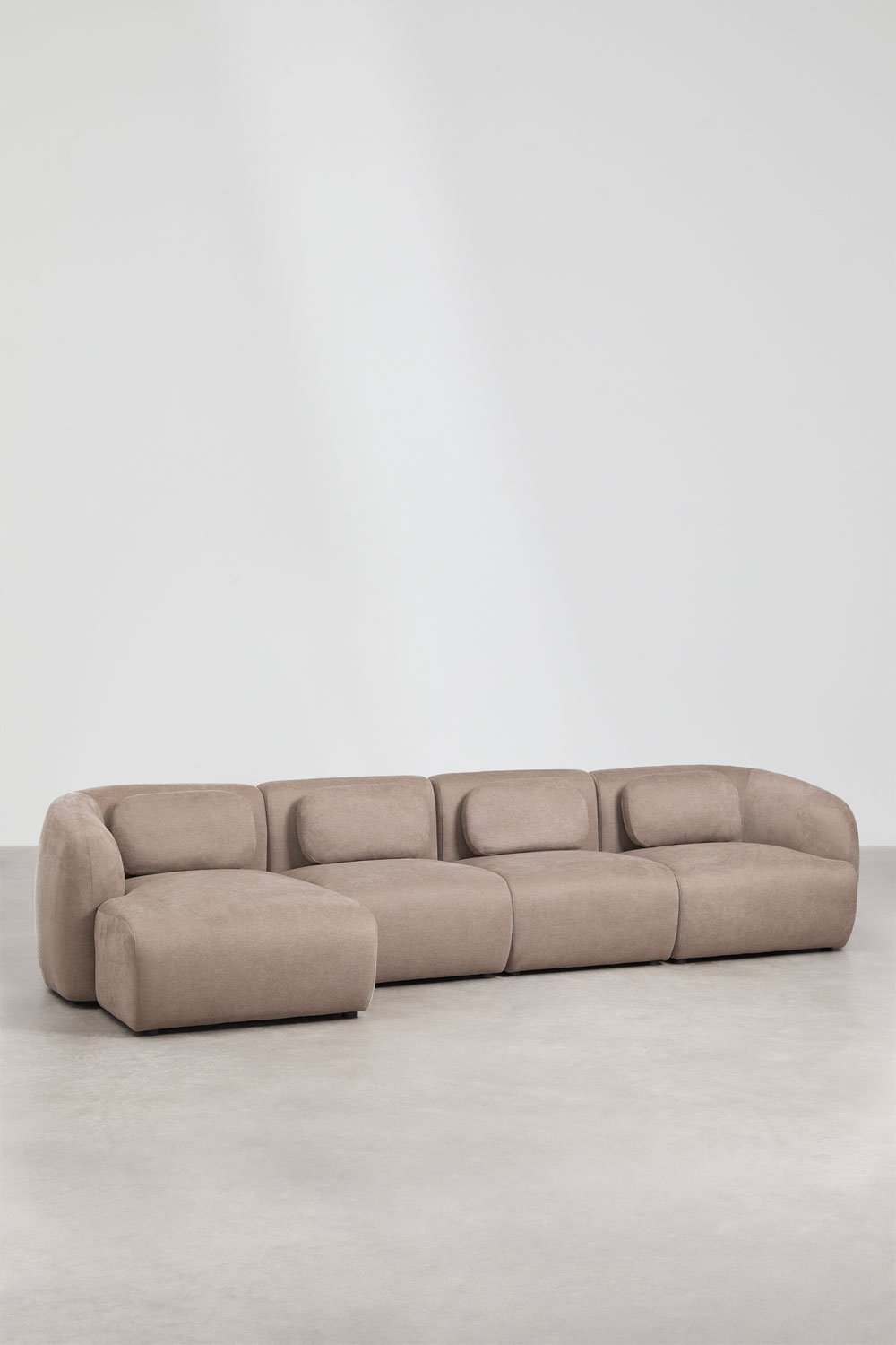 Sofá modular chaise longue esquerdo de 4 peças em chenille Coquette, imagem de galeria 3