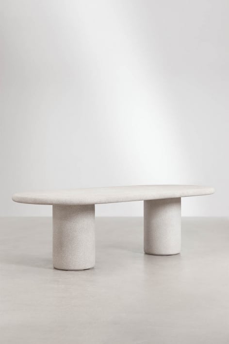 Mesa de jardim oval 260x110 cm em cimento Aurean