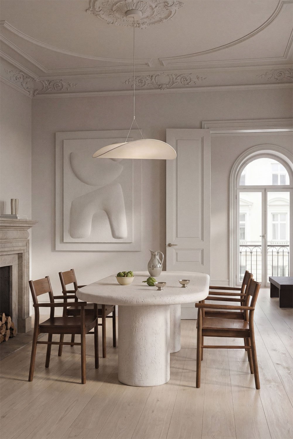 Mesa de jantar oval 260x110 cm em cimento Aurean, imagem de galeria 1